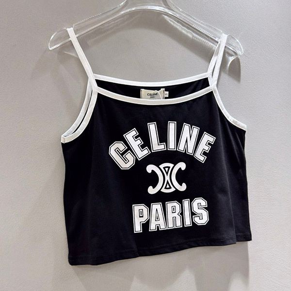 超人気 セリーヌ PARIS コットン タンクトップ 偽物 Ceb32694